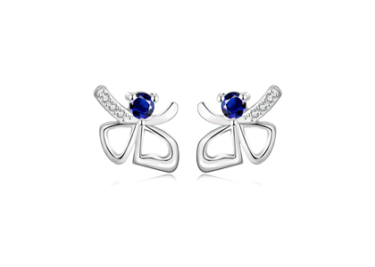 Half Butterfly Wing Stud Gemstone Earrings